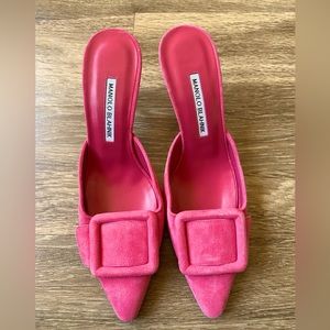Pink Suede Buckle Detail Pumps
